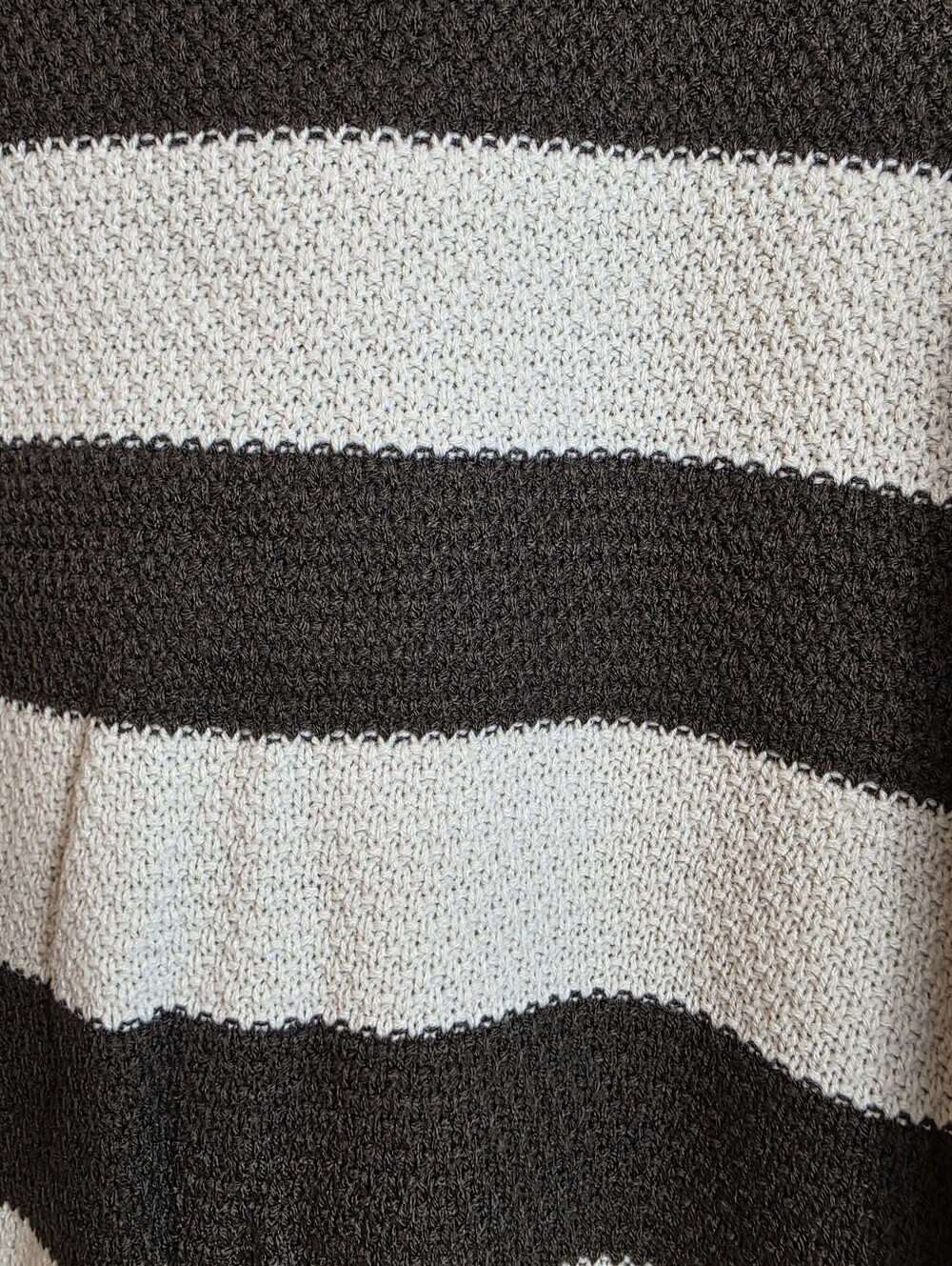 Zenana Brown Cream Striped Knit Sweater Large Long Sleeve Oversized Coastal - Picture 8 of 15